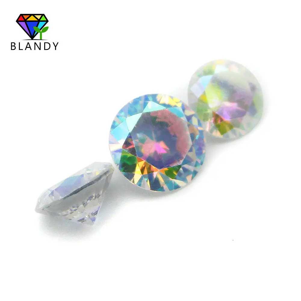 

Free Shipping 1.0~10mm Round Shape AB Multicolor Cubic Zirconia Stone Loose Plating AB Color CZ Stone Synthetic Gems For Jewelry