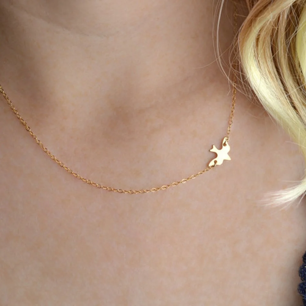 

Boho Fashion Simple Tiny Peace Bird Dove Flying Chain Necklace Cute Chicks Swallow Baby Necklace For Women Girl Animal Jewelry
