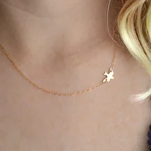 Boho mode Simple minuscule paix oiseau colombe volant chaîne collier mignon poussins avaler bébé collier pour femmes fille Animal bijoux(China)