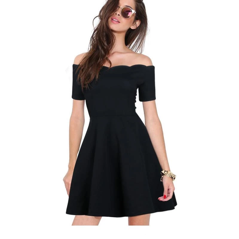 black off the shoulder dress short