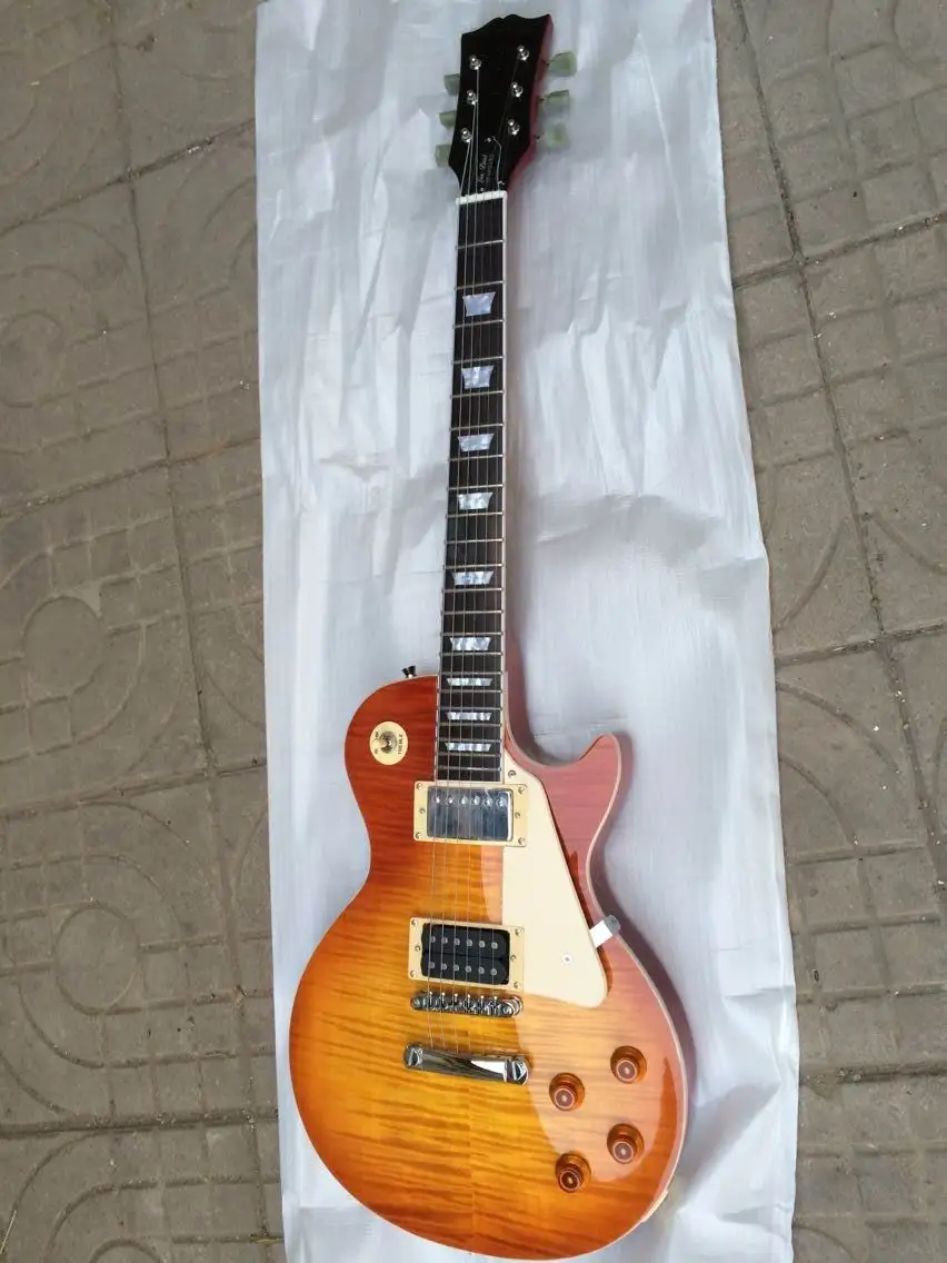 New Arrival G LP Standard electric guitar one piece neck Factory Price Mahogany body in sunburst 150208 New Arrival G LP Standard electric guitar one piece neck Factory Price Mahogany body in sunburst 150208