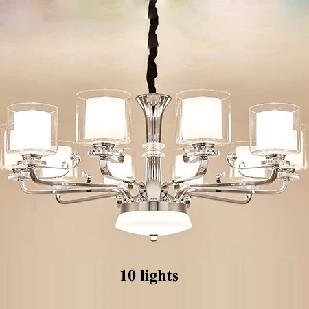 10 lights Современный, хромированный, металлический Led люстры, хрустальные люстры для гостиной, светодиодные подвесные люстры, светильники для столовой, подвесные светильники - Цвет абажура: 10 lights