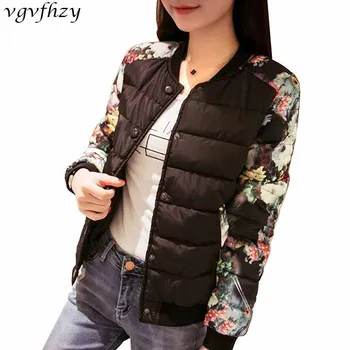 

New Female Winter Jackets 2017 Leisure Loose Printed Full Sleeves Bomber Jacket Women Big Yard Winter Coat Parka Outerwear LY562