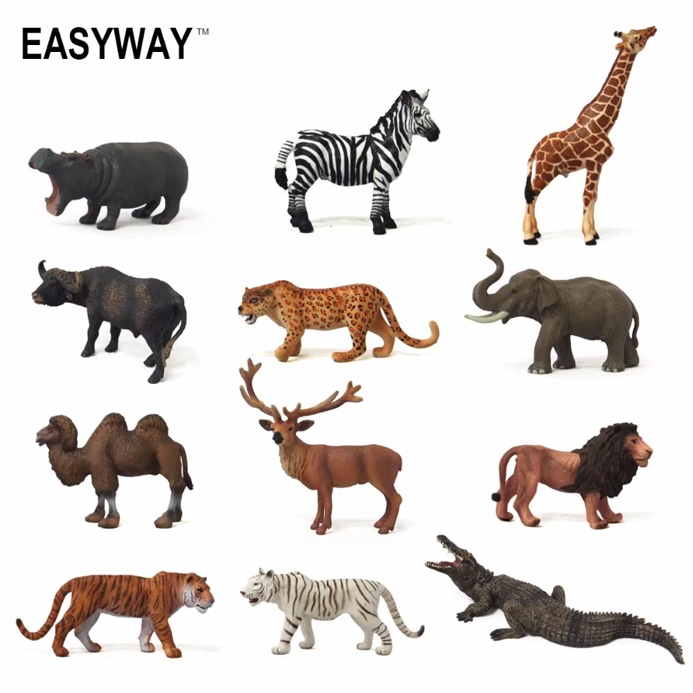 

Easyway Zoo Mini Wild Animals Action Figures Set Figurines Kids Toys For Children Wildlife Toys Real Life Animal Model Toy Bear