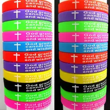 100 шт цветные разноцветные браслеты 12 мм «Молитва о душевном спокойствии», библейские силиконовые браслеты для мужчин и женщин,, Религиозные ювелирные изделия с Иисусом, рождественский подарок