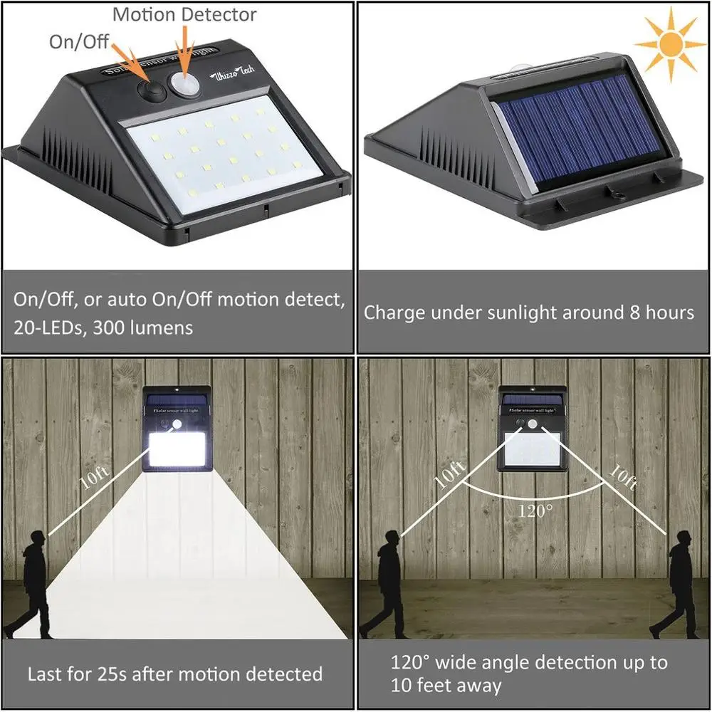 2 шт./компл. 20 светодиодный Солнечный свет датчик движения настенный светильник Открытый садовый фонарь Водонепроницаемый Открытый водонепроницаемый свет