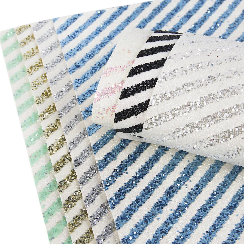 

david angie 20*34cm Stripe Dots Glitter Faux Artificial Synthetic Leather DIY Sewing Garments Fabric Bags Bows Shoes,1Yc3455