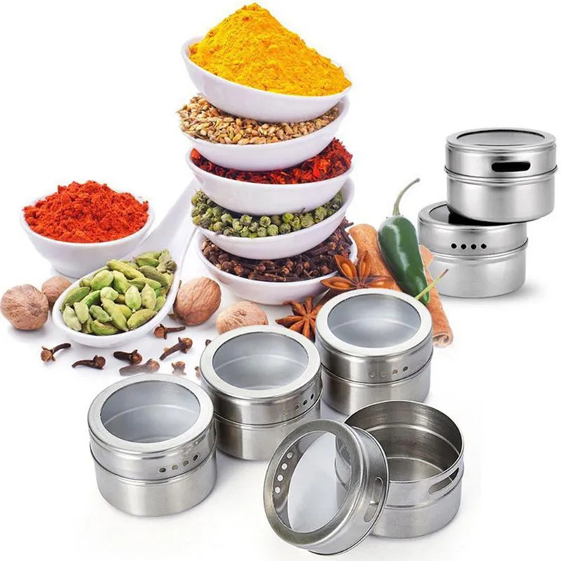 9Pcs Set With Adjustable Metal Stand To Organize and Hold Spices Dried Herbs Kitchen Tools Stainless Steel Magnetic Spice Rack 9Pcs Set With Adjustable Metal Stand To Organize and Hold Spices Dried Herbs Kitchen Tools Stainless Steel Magnetic Spice Rack