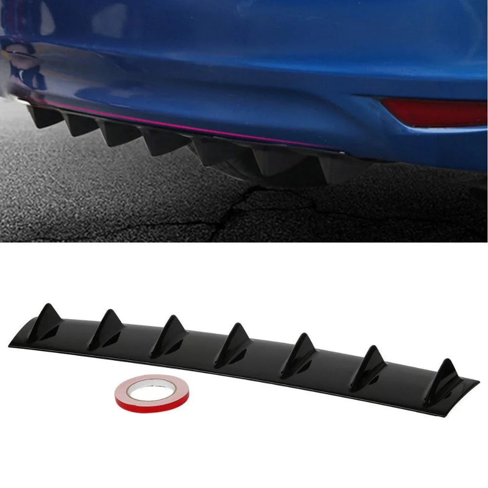 1 PC Universal parachoques trasero difusor de labios 3/5/7 aleta brillo negro/fibra de carbono ABS alerón regalos de navidad estilo aleta de tiburón labial