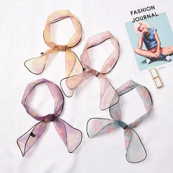 

2019 small scarf ladies spring and summer fashion fashion wild scarf narrow version striped small scarf thin small scarf