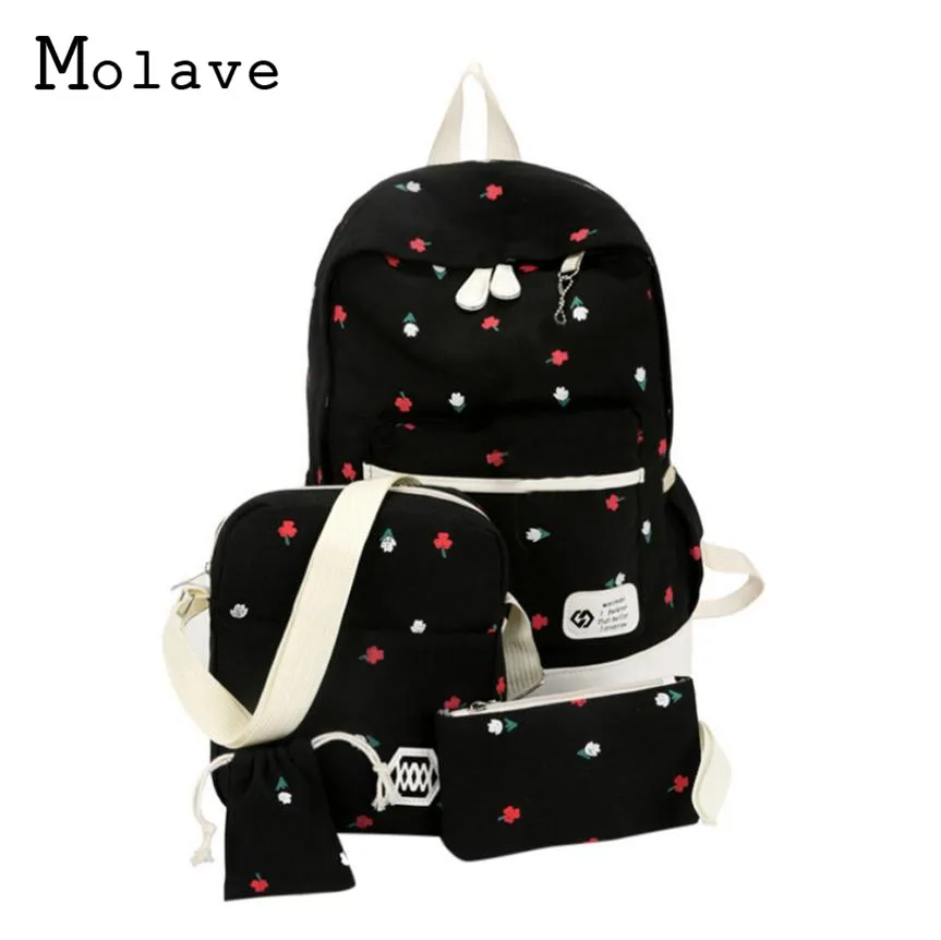 MOLAVE Мода 2017 г. Студенты Холст сумка большой рюкзак мешок Четыре комплекта для девочек Mochila feminina Сако Sep12