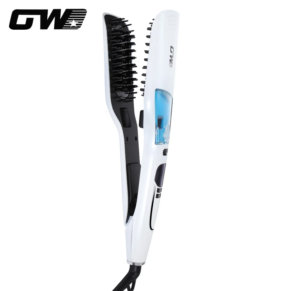 

Guowei GW-7613 Electric Steam Spray Infrared Ionic Hair Straightener Curler Brush Infrared Negative Ions 360 Degree Swivel Tool