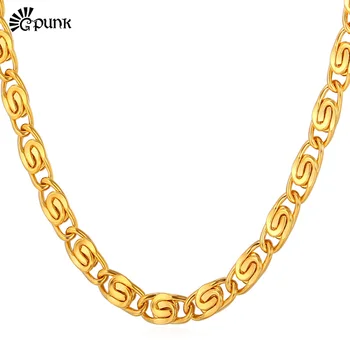 

Snail Necklace For Men yellow Gold color Chain Necklace 316L Stainless Steel Snail Link Chain Wholesale 6mm Wide Jewelry N202G