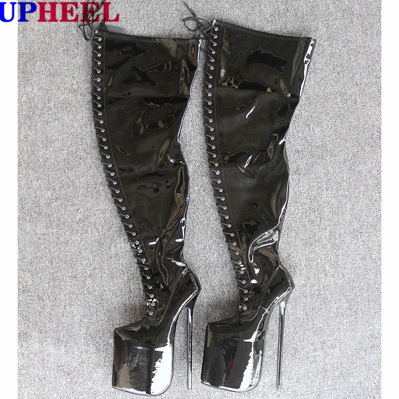 Upheel 30cm Heel Patent Thigh High Boots Ultra High Heel