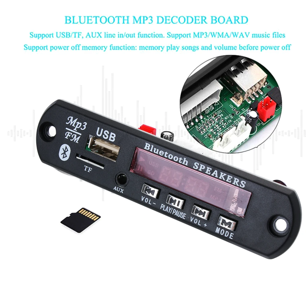 Новое поступление Беспроводной Bluetooth 12V MP3 WMA декодер доска звуковой модуль TF USB радио для автомобиля