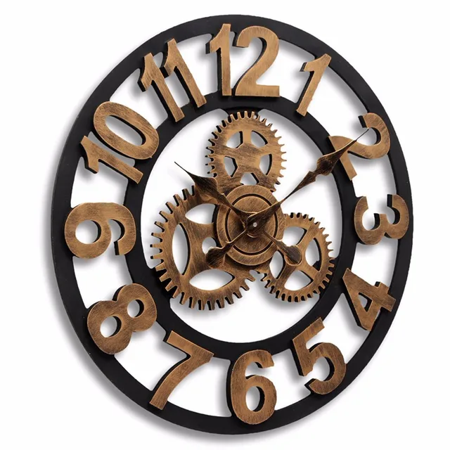 Aliexpress Charminer Handmade Oversized Retro Rustic Charminer Handmade Oversized Retro Rustic Decorative Luxury Art Gear Wooden Vintage Large Wall Clock