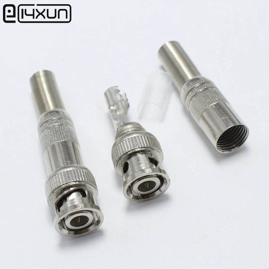 2pcs Pure Copper Soldering Bnc Video Male Connector Plug Coaxial Cable