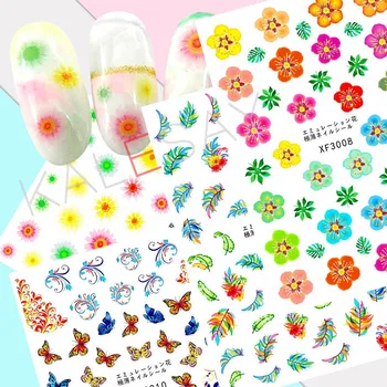

Flower Nail Art Sticker Decoration Tips Manicure Design 3D Sticker Decal Top Quality Self Adhesive DIY Nail Art Decal on Nails