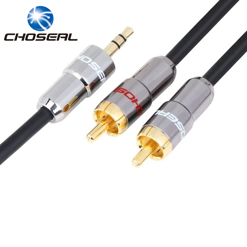 Choseal QS3403A 3.5MM Jack Male To 2RCA Male Audio Cable Aux Cable Black 1M-20M For Car Mobile Phone PC MP3 CD Player