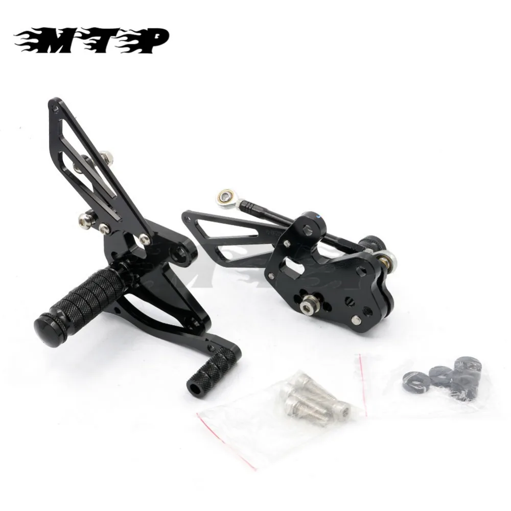 Motorcycle black CNC Aluminium Adjustable Rider Rear Set Footrest Pegs