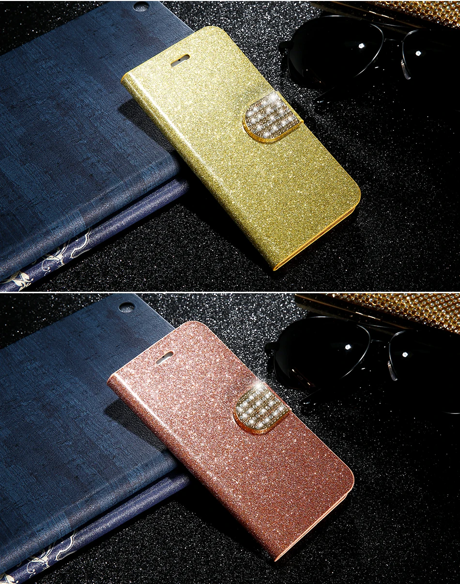 MR.YI Shiny Girl Bling Phone Bag Case For iPhone 6 6S 7 Plus Rhinestone Leather Wallet Stand Flip Cover Case For iPhone 5 5S SE  (11)