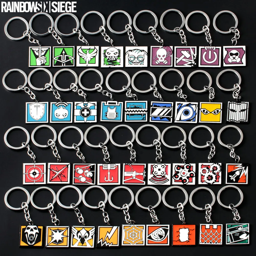36 типов кадров в секунду игры Rainbow Six Siege брелок цинковый сплав брелок металлический кулон Для мужчин Ювелирные Поклонники подарок Красочные Подвески Аксессуары