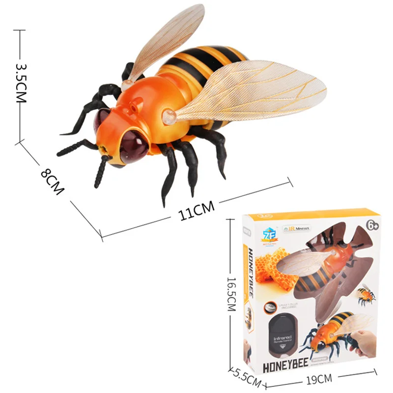 Tipmant Realistic RC Honey Bee Toys IR Remote Control Honeybee Insect  Vehicle Electric Animal for Cat Dog Kids Birthday Gifts