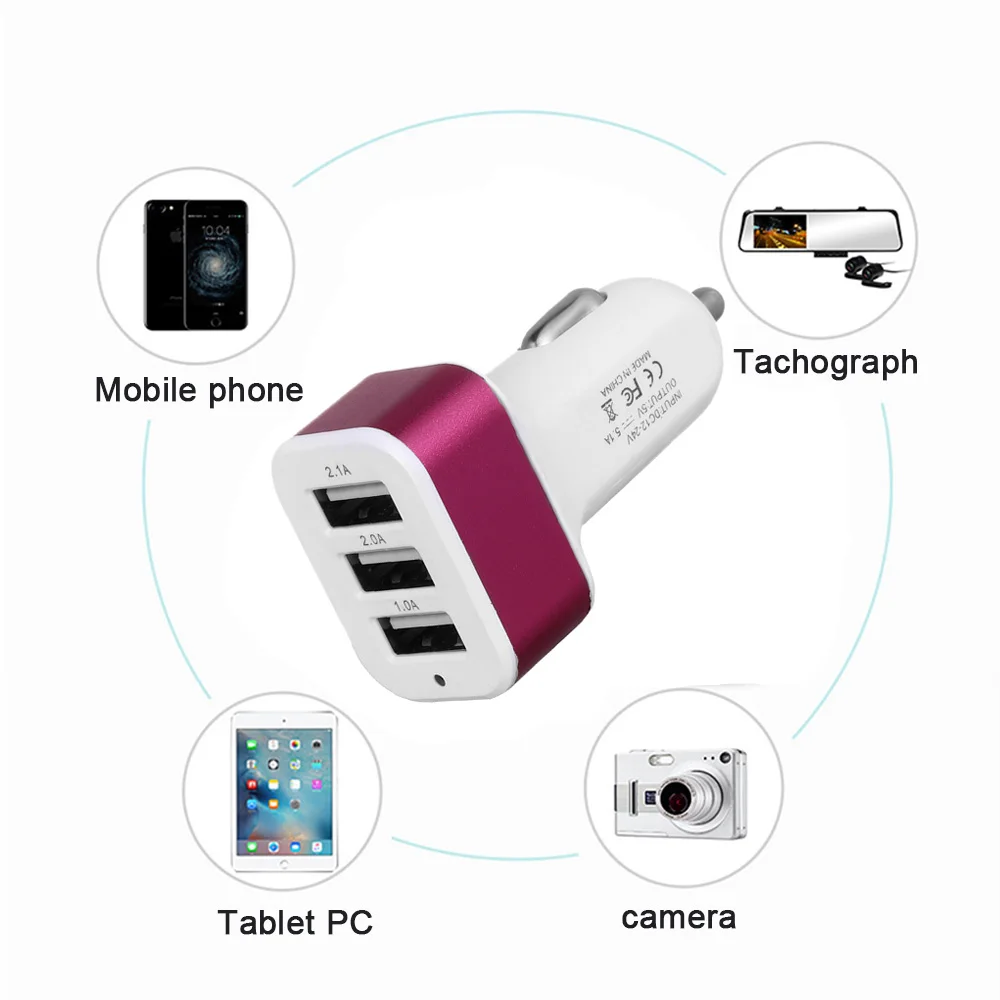 10 Цвета 3 Порты и разъёмы USB для компьютера ноутбука gps Мощность автомобиля банка