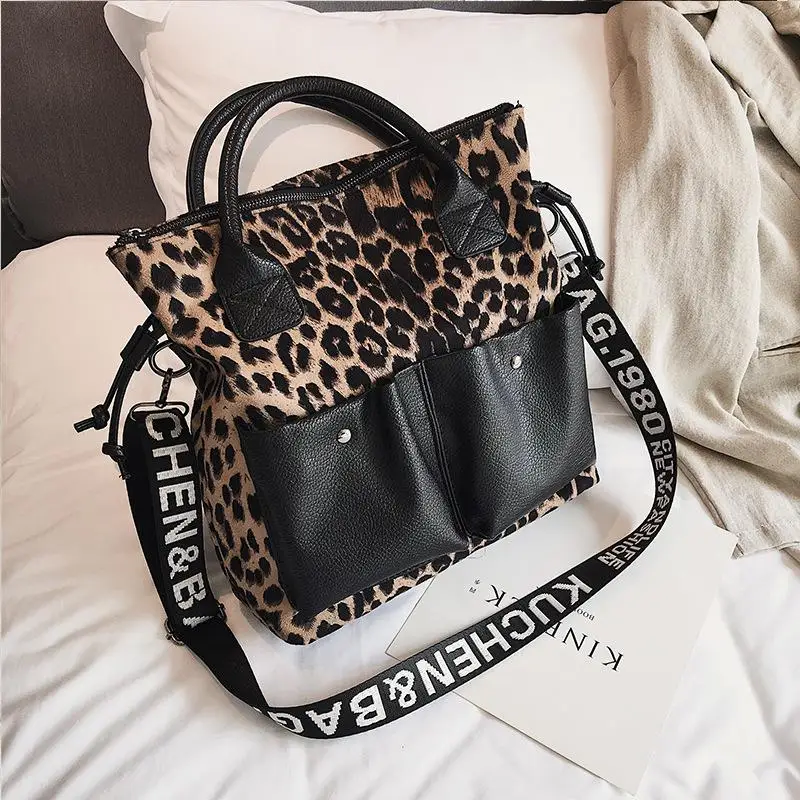 Сексуальная леопардовая женская кожаная сумка большая сумка женская большая сумка через плечо женские кошельки и сумки - Цвет: Хаки