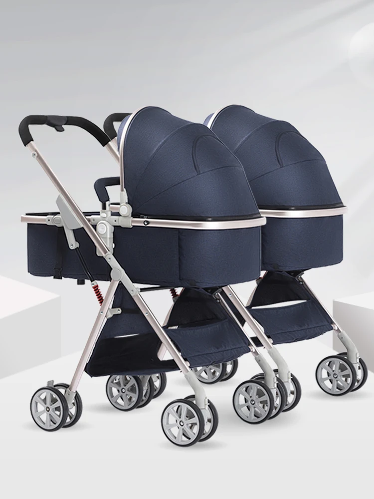 Детские коляски для близнецов, можно разрезать и сидеть, высокий пейзаж, Детский Светильник, складная детская двойная коляска