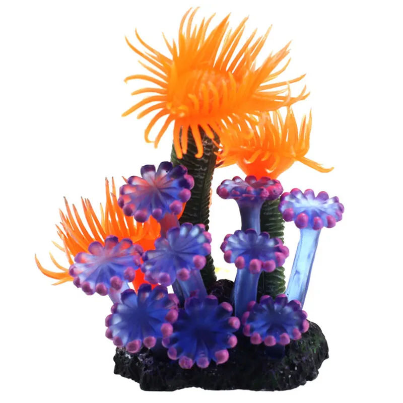 Имитация аквариума Искусственный Аквариум Искусственный Коралл растения подводный акватический морской анемон украшение аксессуар# F