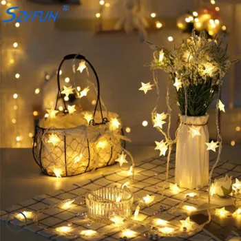 

Szvfun Star String Lights 6M/10M LED Fairy Twinkle Lights Battery Operated LED Guirlande Lumineuse Wedding Christmas Decoration