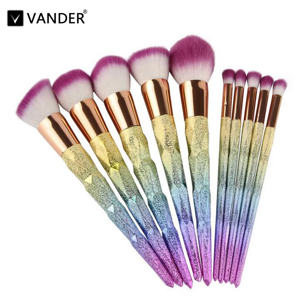 

Vander Professional 10PCS Makeup Brushes Set Foundation Powder Eyeshadow Kits Gradient Color makeup brush set pincel maquiagem