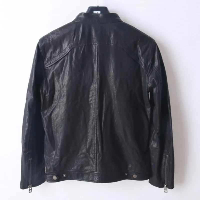 2018 Vintage Black Mens Bomber Motorcycle Jacket Genuine Leather Slim Biker Jacket Sheepskin Korean Plus Size 4XL Leather Coats 2018 Vintage Black Mens Bomber Motorcycle Jacket Genuine Leather Slim Biker Jacket Sheepskin Korean Plus Size 4XL Leather Coats
