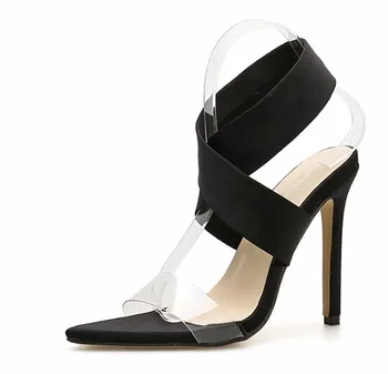

11.5CM High Heel Women's Shoes Sandals Stiletto Elastic Cross Belt Set Foot Word Sexy Pointed High Heel Sandals Have 40 Yards