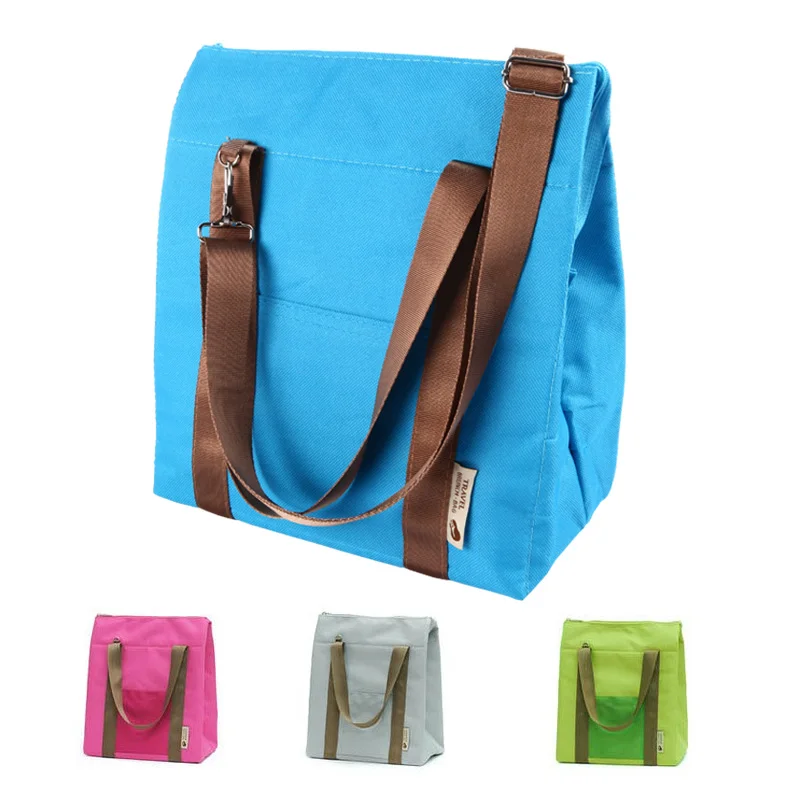 

A-Thicken Straps Warm Bag Ice Pack Lunch Cooler Bag Food Fresh Picnic Handbags Men and Women Insulation Multicolor Lunch Bag
