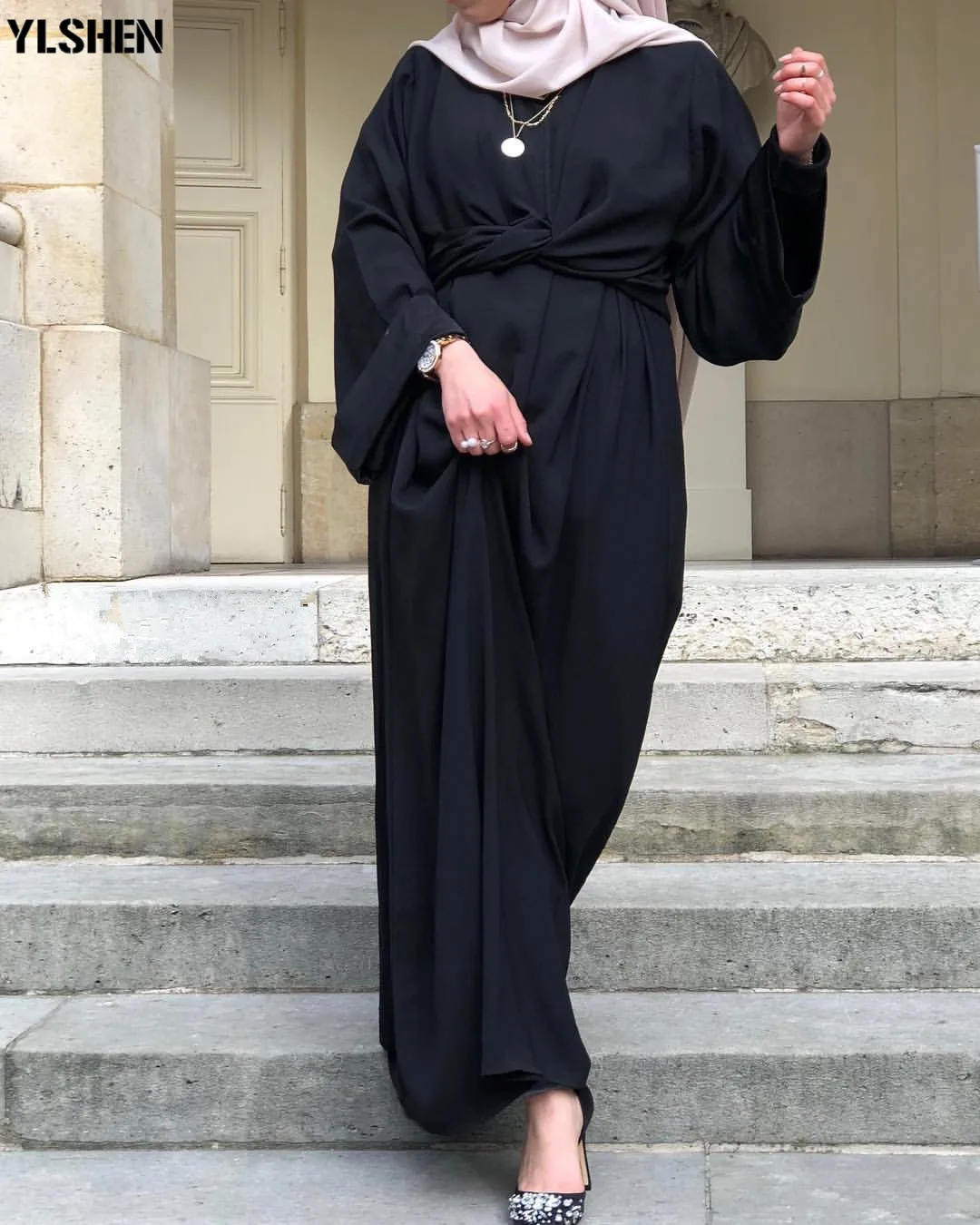 Мусульманское платье Abaya модное искусственное из двух частей турецкий Дубай