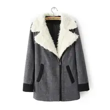 Горячая Распродажа, осенне-зимний женский цветной замшевый плащ с двойным карманом и большим воротником, верхняя одежда, пальто S-l