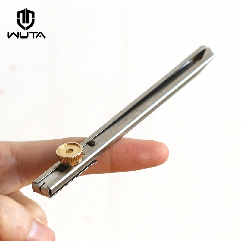 

WUTA NEW Metal Utility Slide Knob Lock Knife Box Cutter Blade Retractable Stainless Steel Blade & Brass Leather Cutting knife