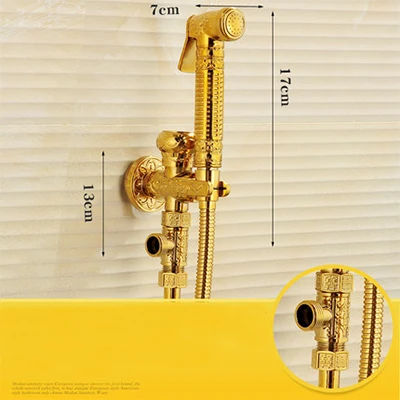 Настенный Ванная комната туалетный пистолет-распылитель античная латунь Для женщин устройство для мытья опрыскиватель смеситель для биде опрыскиватель для биде кран PQ-812F - Цвет: Golden 2