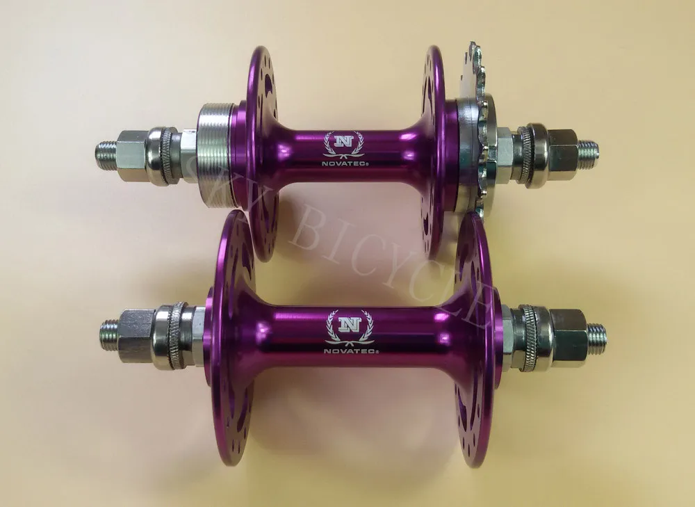 

Novatec A165SBT/A166SBT 32/32H fixed gear track hub in Purple front & rear bike hubs, free nuts sprocket, black red white