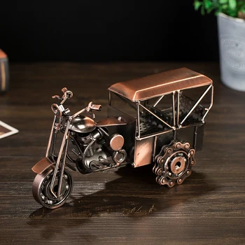 

Retro Three-wheeled Motorcycle Model Iron art Tricycle Decoration Crafts Restaurant Ornament Creative Gift motorbike figure moto