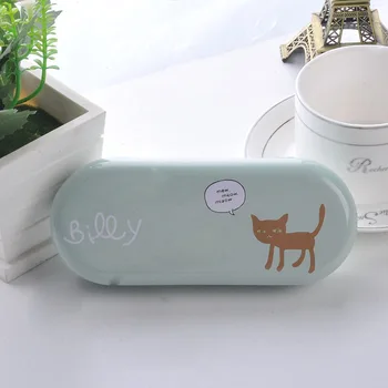 

2018 cute creative kawaii Metal cat pencil case bag office & school stationery store gift for girls cute glasses etui pen box