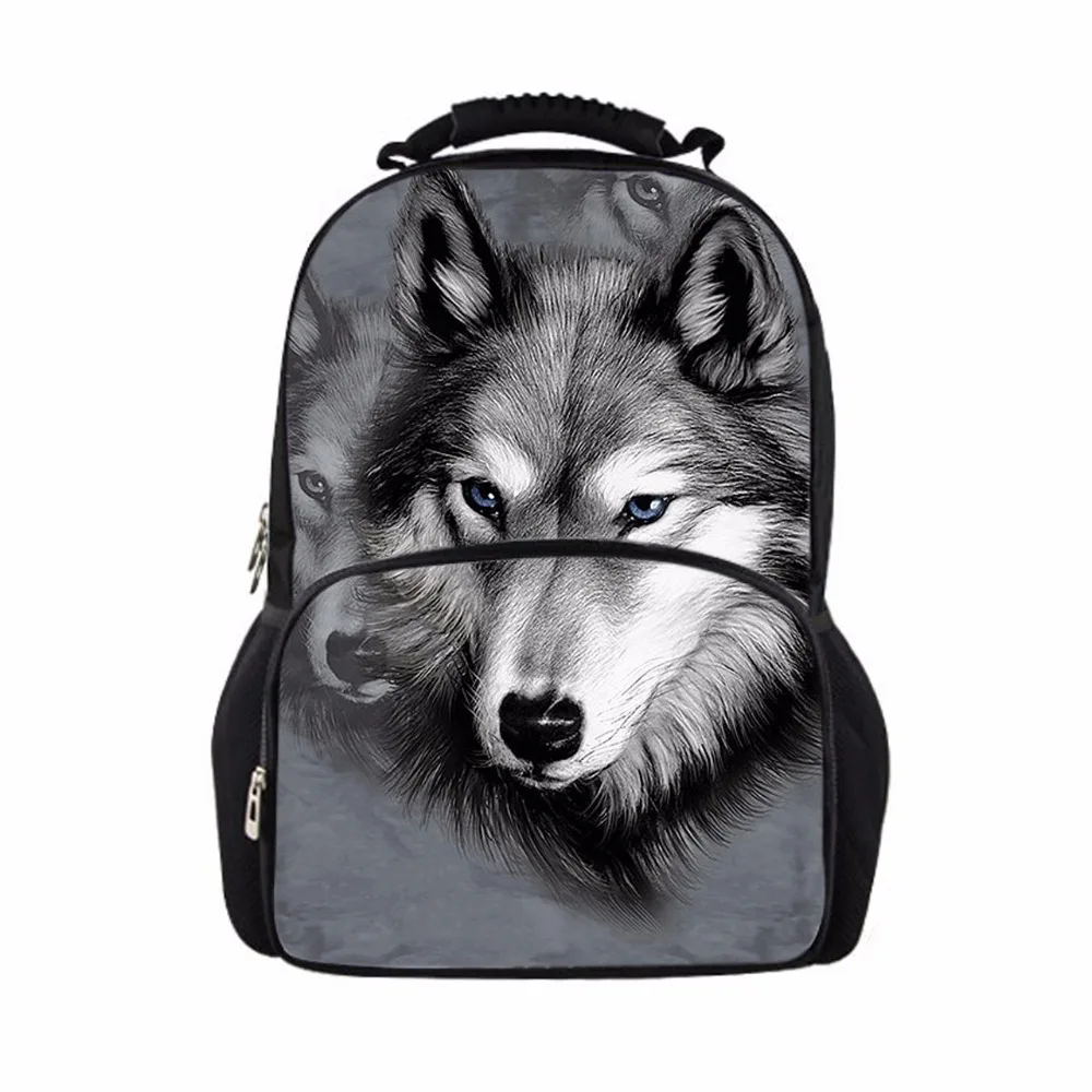 

FORUDESIGNS Cool Children 3D Animal Felt Backpack Men's Backpack Wolf Printing Bag School Girls College Student Bagpack Retail