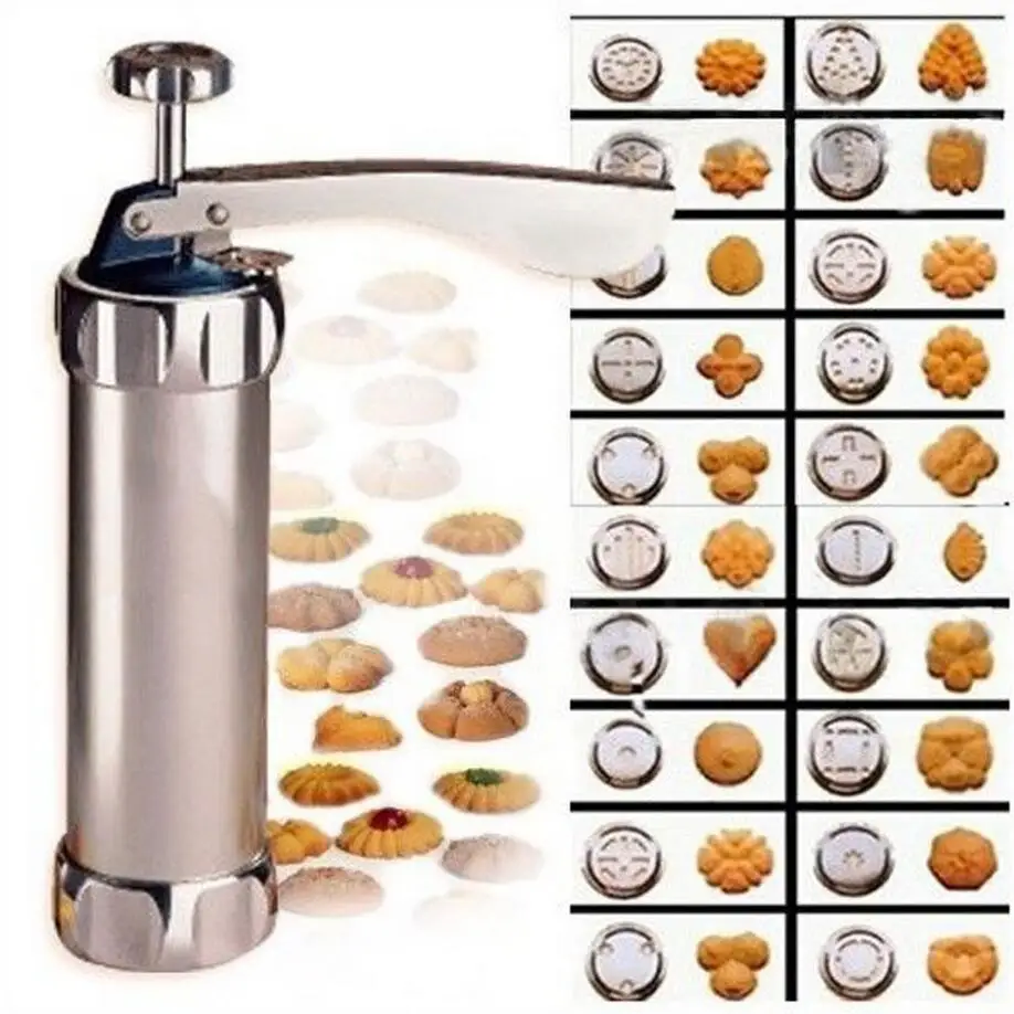 Cookie Press Kit, Stainless Steel Biscuit Press Set Includes 20 Discs