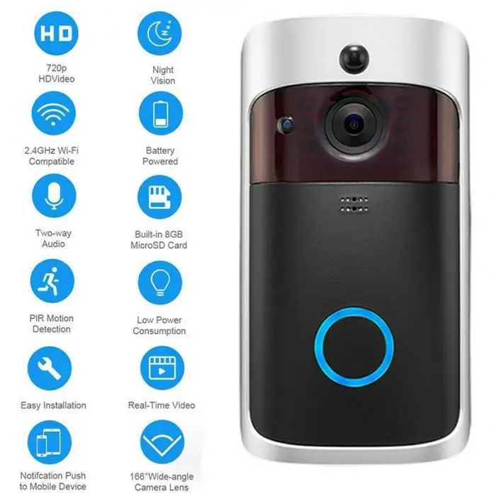 Умный WiFi дверной звонок комплект Беспроводной ИК Видео визуальный Камера домофон домашнее охранное устройство GT66