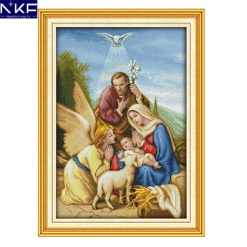 

NKF Angel Landing Religions Cross Stitch Patterns DIY Kit Cross Stitch for Embroidery Home Decor Needlework Cross Stitch Sets