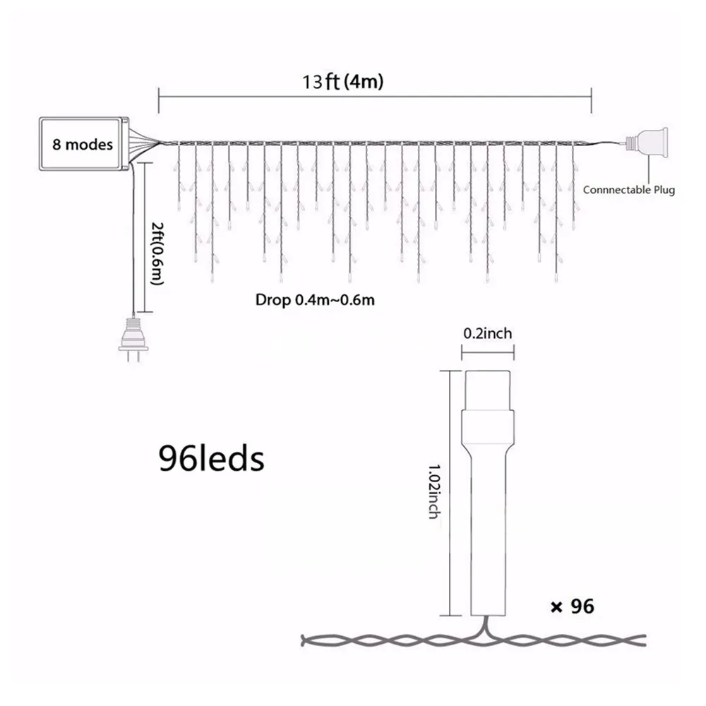 Светодиодный свет сосульки строка Крытый рождественские украшения Ice полосы света строка Водонепроницаемый открытый сад вечерние