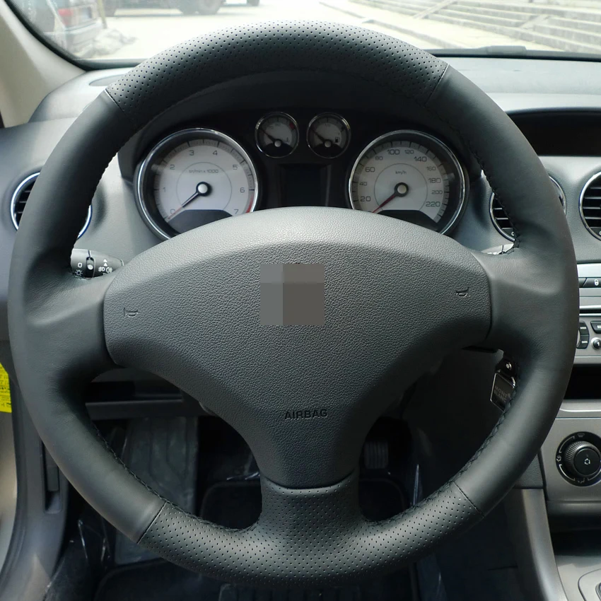Черный PU искусственная кожа DIY чехол рулевого колеса автомобиля для peugeot 408 2012- peugeot 308 2007-2013 peugeot 3008 2011