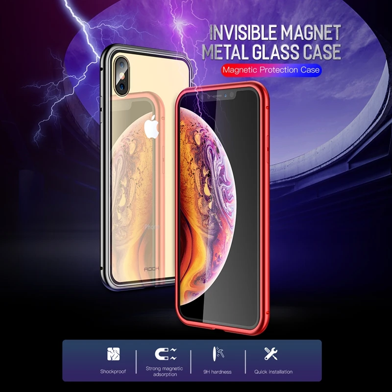 ROCK ультра Магнитный чехол для iPhone X XS Max XR металлический автоматический